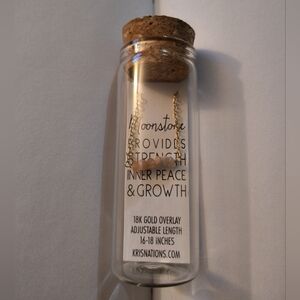 Kris Nations 18K Gold Overlay Moonstone Mystic Bar Adjustable Length Necklace